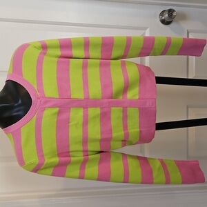VICTOR GLEMAUD Pink and Green Striped Cardigan Sweater - S